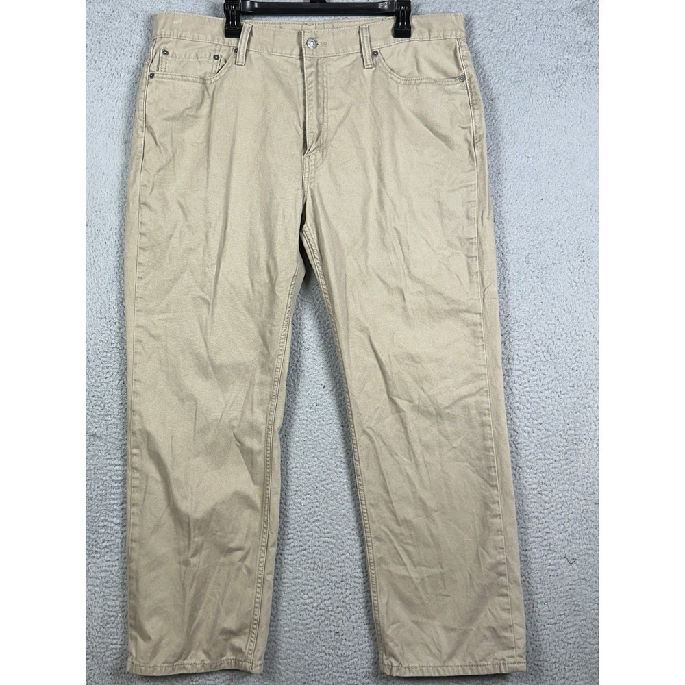 Levis 514 Jeans Mens 40X30 Tan Khaki Straight Fit White Tab 5 Pocket Denim Pants